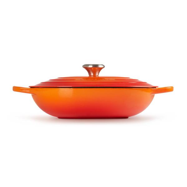 Casserole Wok Le Creuset – Fonte émaillée – Orange Volcanique – 24 Cm – Fabriqué En France