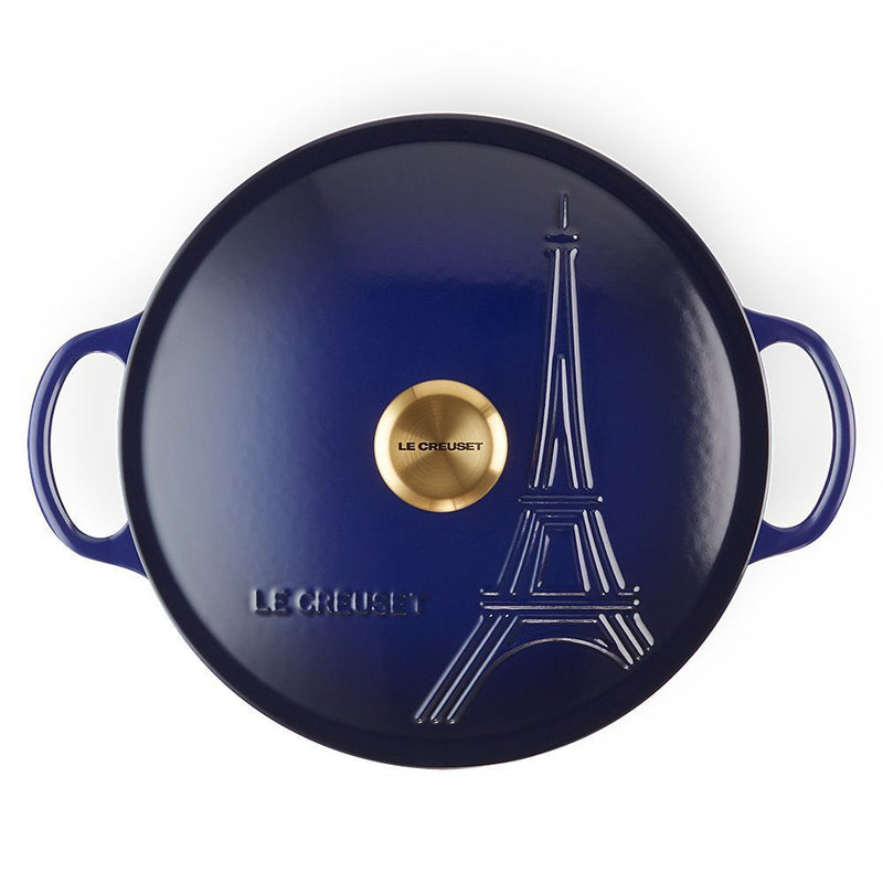 Le Creuset Eiffel Tower Indigo Cast Iron 30cm Shallow Casserole Limited Edition