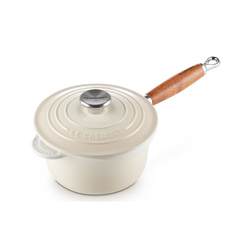 Le Creuset Meringue Cast Iron 18cm Saucepan Wooden Handle