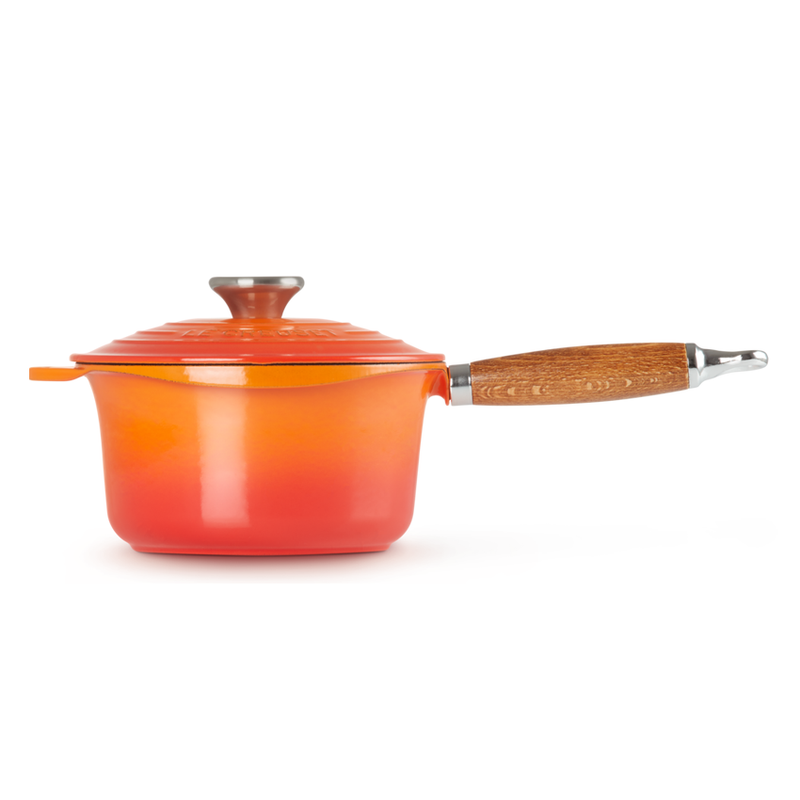 Le Creuset Volcanic Cast Iron 18cm Saucepan Wooden Handle