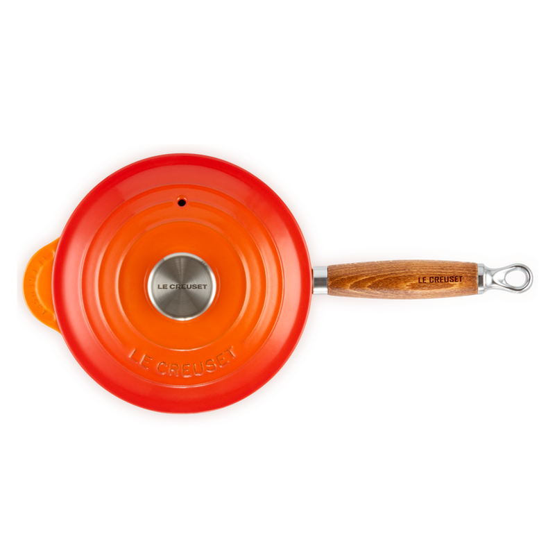 Le Creuset Volcanic Cast Iron 18cm Saucepan Wooden Handle
