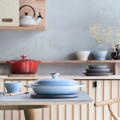 Le Creuset Signature Coastal Blue Cast Iron 30cm Shallow Casserole