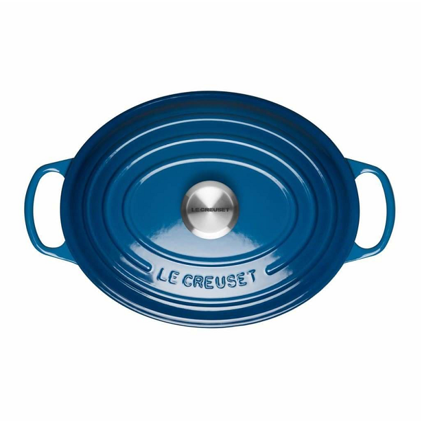 Le Creuset Signature Marseille Blue Cast Iron 27cm Oval Casserole