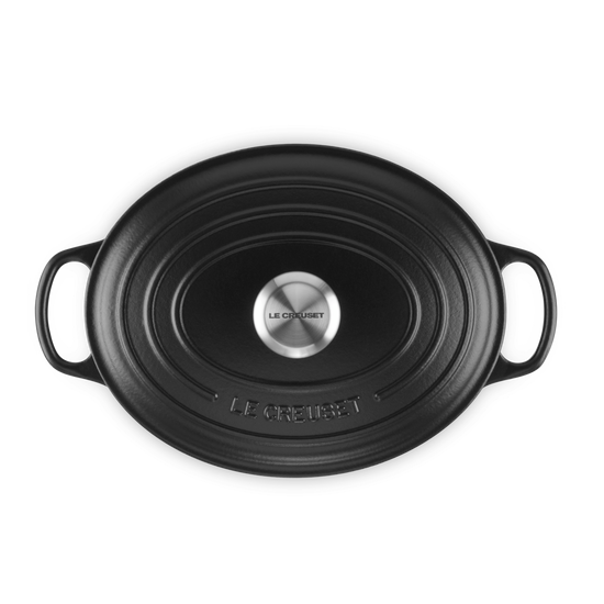 Le Creuset Signature Satin Black Cast Iron 29cm Oval Casserole (Black Interior)