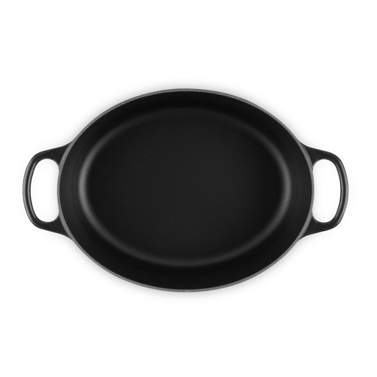 Le Creuset Signature Satin Black Cast Iron 29cm Oval Casserole (Black Interior)