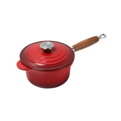 Le Creuset Cerise Cast Iron 18cm Saucepan Wooden Handle