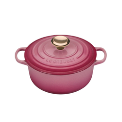 Le Creuset Signature Berry Cast Iron 20cm Round Casserole Limited Edition With Copper Knob