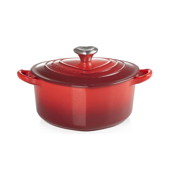 Le Creuset Signature Cerise Cast Iron 20cm Heart Casserole With Heart Knob