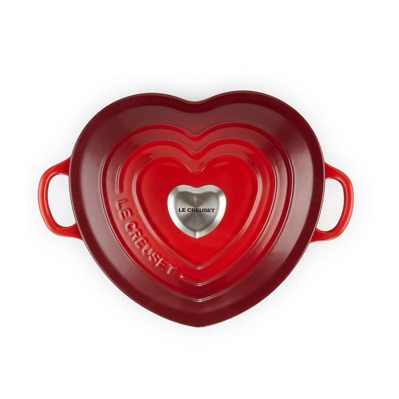 Le Creuset Signature Cerise Cast Iron 20cm Heart Casserole With Heart Knob