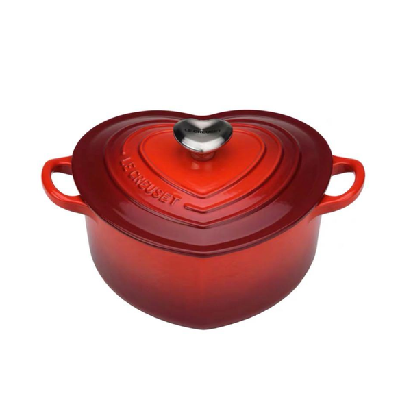 Le Creuset Signature Cerise Cast Iron 20cm Heart Casserole With Heart Knob