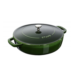 Staub Cast Iron 24cm Braiser Sauté Pan With Chistera Lid Basil