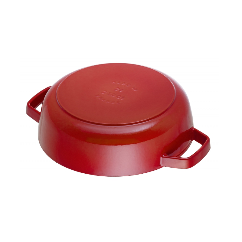 Staub Cast Iron 24cm Braiser Sauté Pan With Chistera Lid Cherry Red