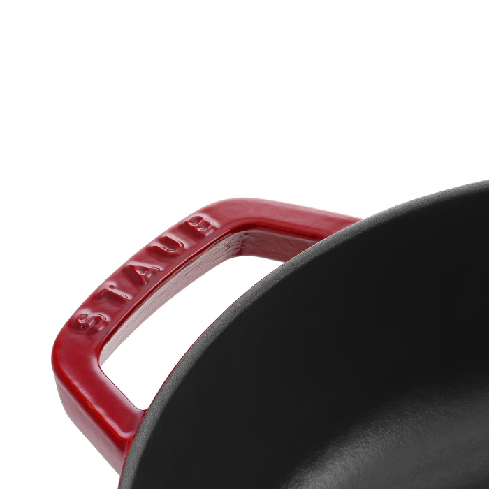 Staub Cast Iron 24cm Braiser Sauté Pan With Chistera Lid Cherry Red