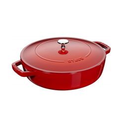 Staub Cast Iron 24cm Braiser Sauté Pan With Chistera Lid Cherry Red