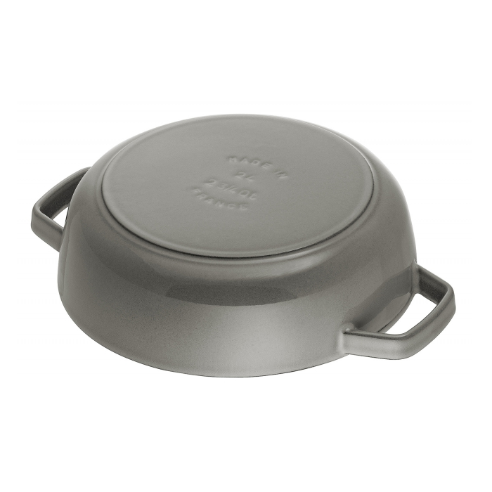 Staub Cast Iron 24cm Braiser Sauté Pan With Chistera Lid Graphite Grey