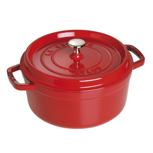Staub Cast Iron 26cm Round Cocotte Cherry Red
