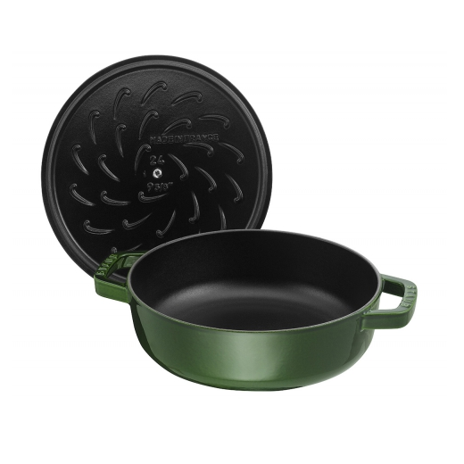 Staub Cast Iron 28cm Braiser Sauté Pan With Chistera Lid Basil