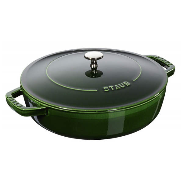 Staub Cast Iron 28cm Braiser Sauté Pan With Chistera Lid Basil