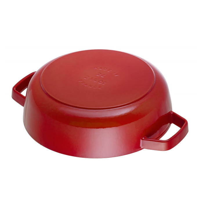 Staub Cast Iron 28cm Braiser Sauté Pan With Chistera Lid Cherry Red