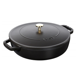Staub Cast Iron 28cm Braiser Sauté Pan With Chistera Lid Black