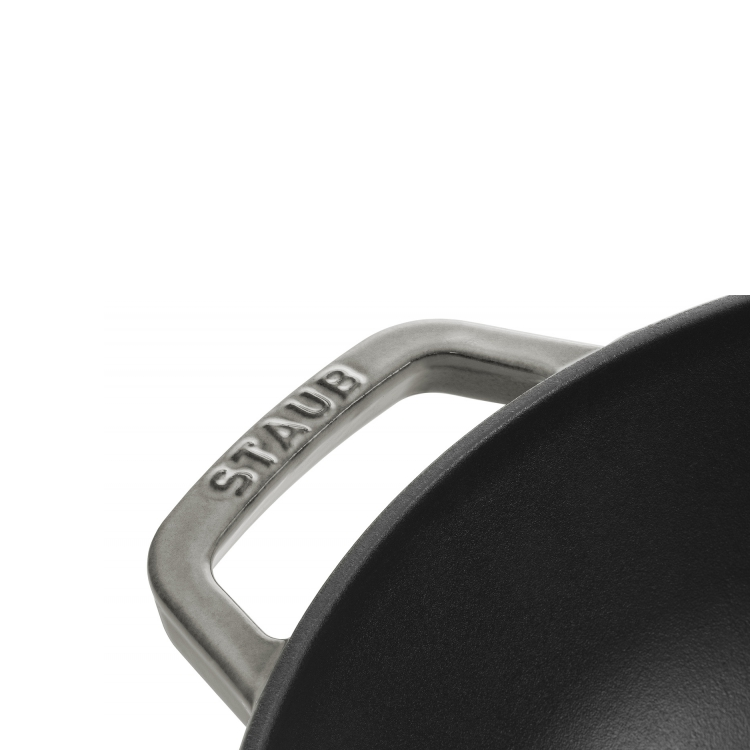 Staub Cast Iron 30cm Wok With Glass Lid Graphite Grey