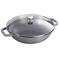 Staub Cast Iron 30cm Wok With Glass Lid Graphite Grey