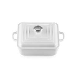 Le Creuset Signature White Cast Iron 24cm Square Buffet Casserole (Black Interior)