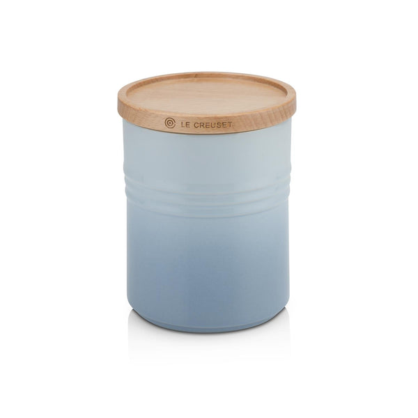 Le Creuset Coastal Blue Stoneware Medium Storage Jar With Wooden Lid
