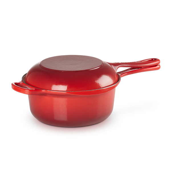 Le Creuset Signature Cerise Cast Iron 22cm Marmitout Pan 2 In 1