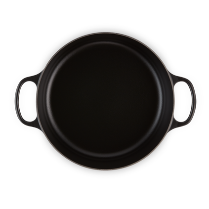 Le Creuset Signature Satin Black Cast Iron 30cm Shallow Casserole (Black Interior)