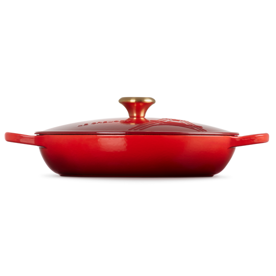 Le Creuset Eiffel Tower Cerise Cast Iron 30cm Shallow Casserole Limited Edition