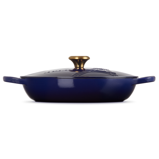 Le Creuset Eiffel Tower Indigo Cast Iron 30cm Shallow Casserole Limited Edition