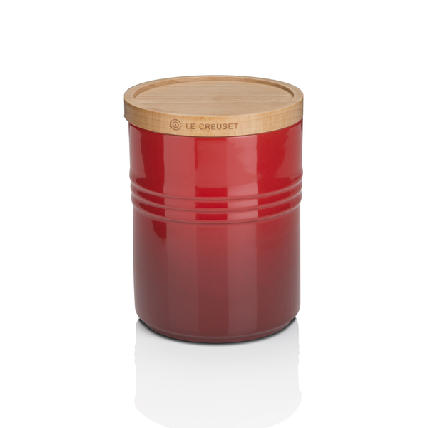 Le Creuset Cerise Stoneware Medium Storage Jar With Wooden Lid