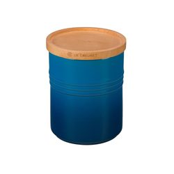 Le Creuset Marseille Blue Stoneware Medium Storage Jar With Wooden Lid