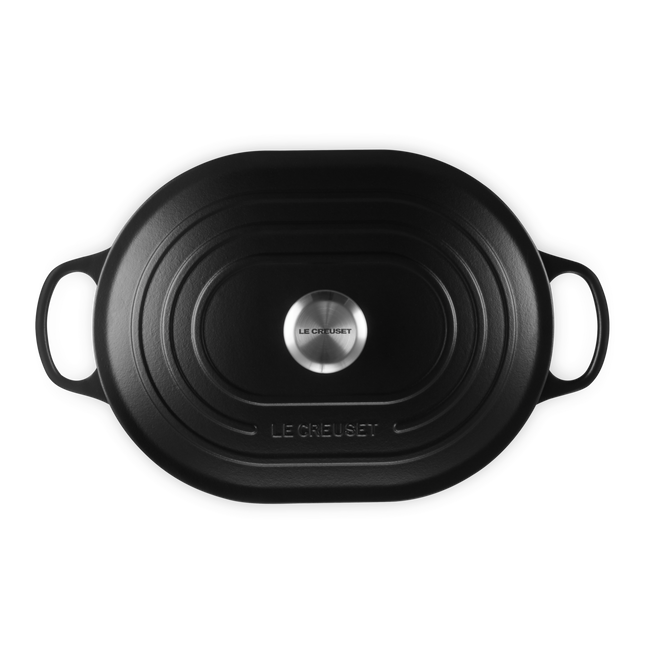 Le Creuset Signature Satin Black Cast Iron 31cm Oblong Casserole (Black Interior)