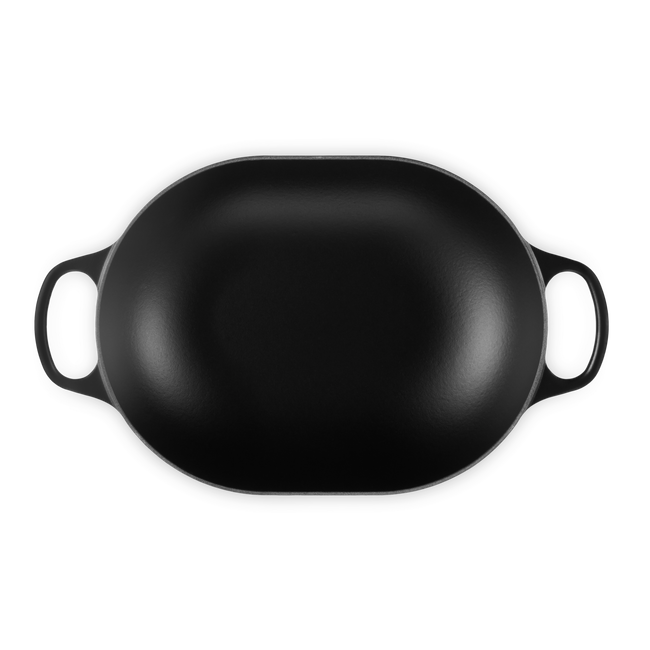 Le Creuset Signature Satin Black Cast Iron 31cm Oblong Casserole (Black Interior)