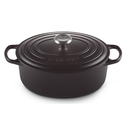 Le Creuset Signature Satin Black Cast Iron 33cm Oval Casserole (Black Interior)