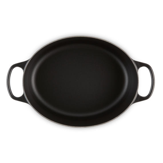 Le Creuset Signature Satin Black Cast Iron 33cm Oval Casserole (Black Interior)