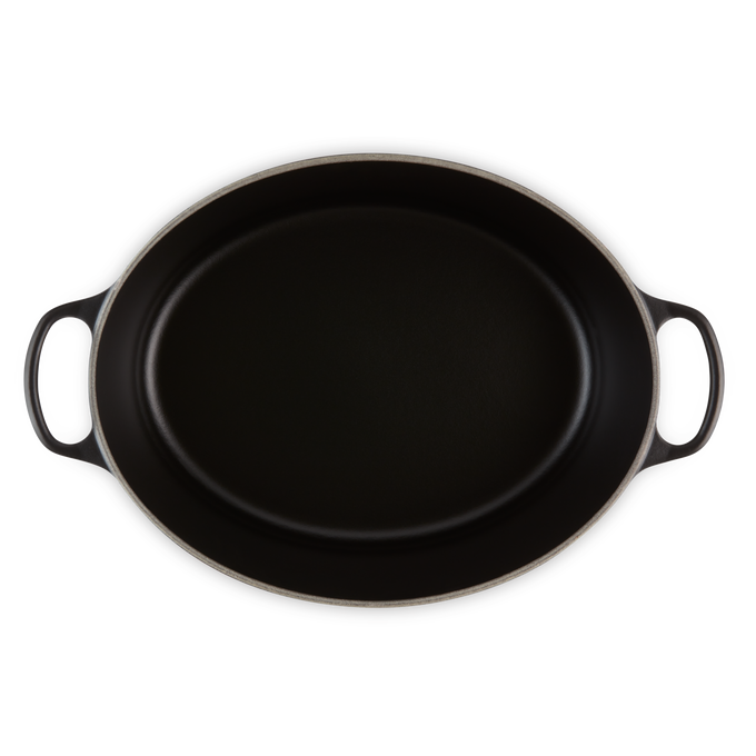 Le Creuset Signature Satin Black Cast Iron 40cm Oval Casserole (Black Interior)