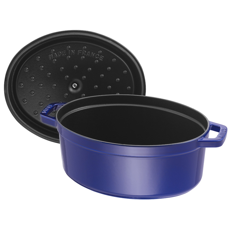 Staub Cast Iron 29cm Oval Cocotte Dark Blue