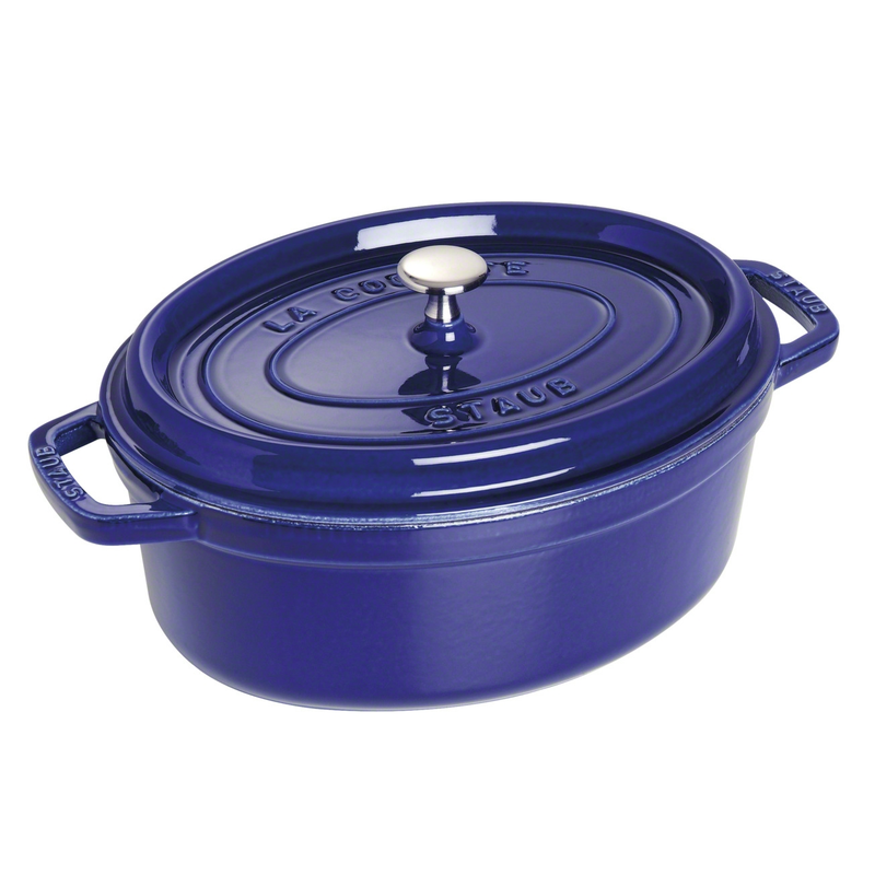 Staub Cast Iron 29cm Oval Cocotte Dark Blue