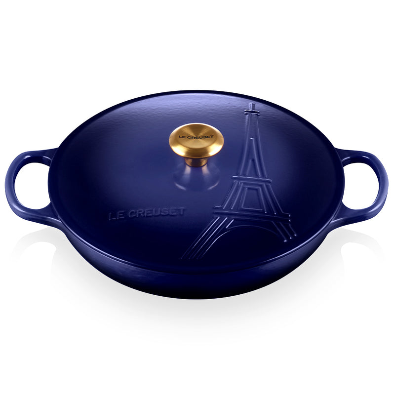 Le Creuset Eiffel Tower Indigo Cast Iron 30cm Shallow Casserole Limited Edition