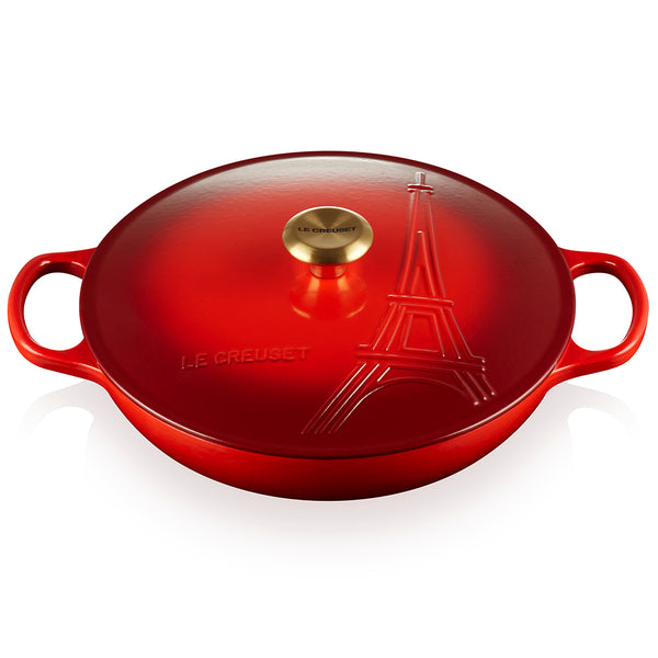 Le Creuset Eiffel Tower Cerise Cast Iron 30cm Shallow Casserole Limited Edition