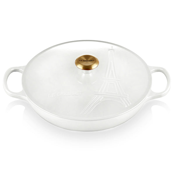 Le Creuset Eiffel Tower White Cast Iron 30cm Shallow Casserole Limited Edition