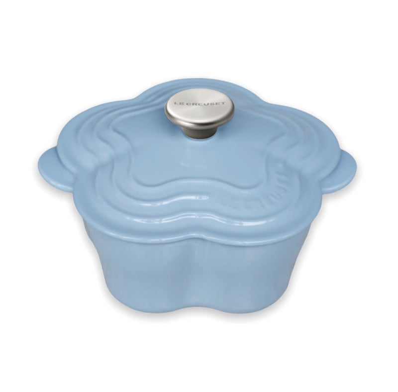 Le Creuset Sky Blue Cast Iron 20cm Flower Casserole