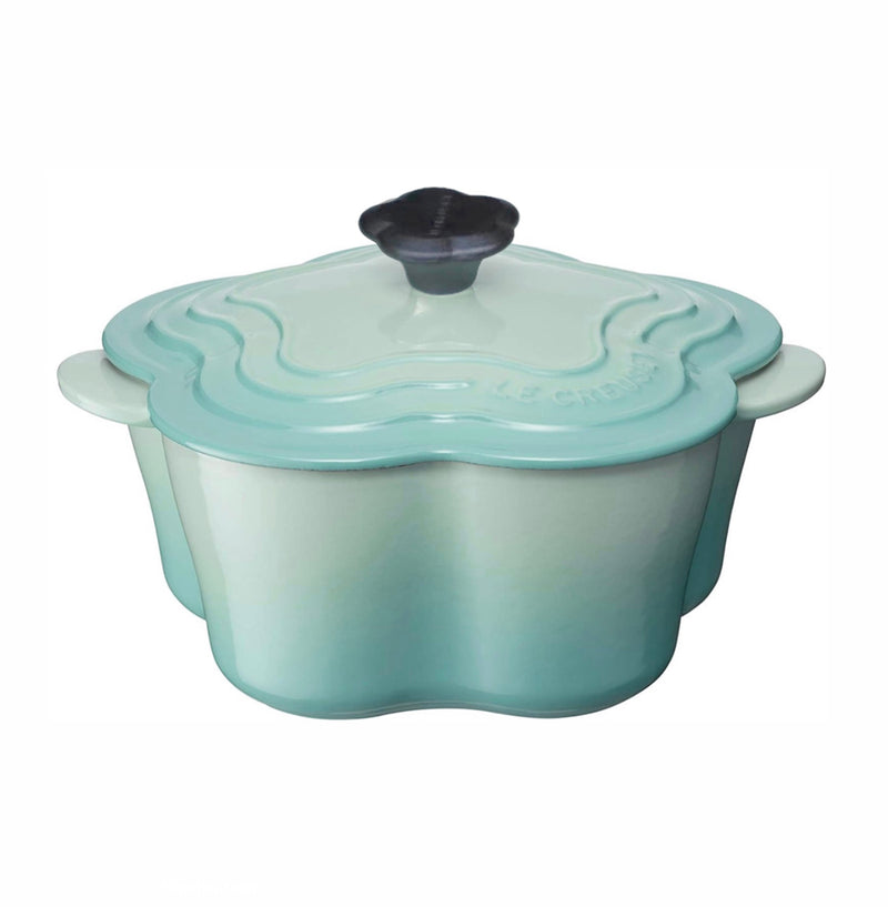 le creuset plant pot Le Creuset Cool Mint Cast Iron 20cm Flower Casserole With Flower Black – Queenspree