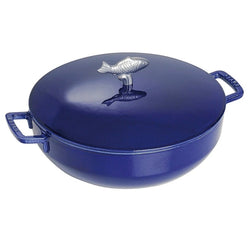 Staub Cast Iron 28cm Bouillabaisse Dark Blue with Fish Lid Knob