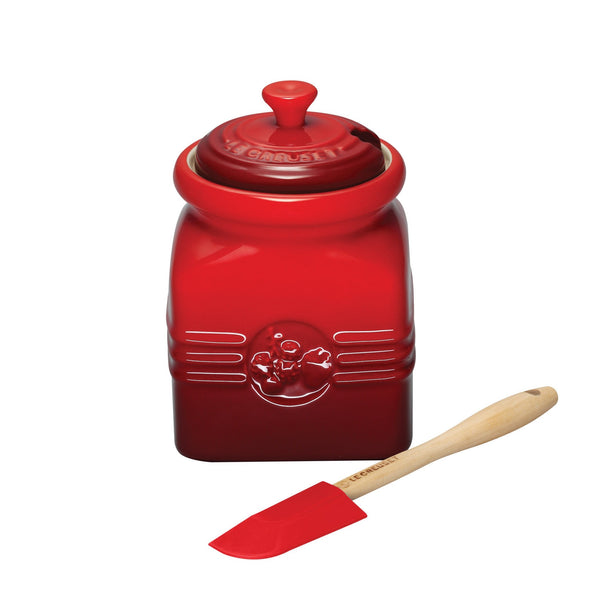 Le Creuset Cerise Stoneware Jam Jar & Spreader