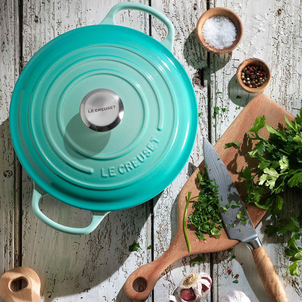 Le Creuset Signature Cool Mint Cast Iron 22cm Round Casserole-Queenspree