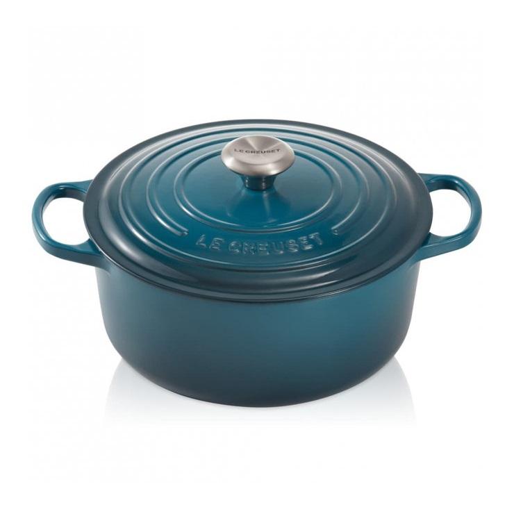 Le Creuset Signature Deep Teal Cast Iron 28cm Round Casserole-Queenspree